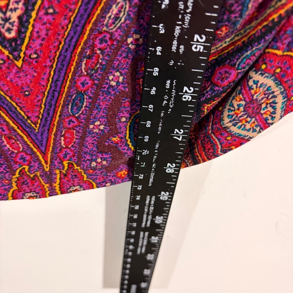 Lauren Ralph Lauren Paisley Top Womens M Purple Red Ruched Long Sleeve - Picture 3 of 6